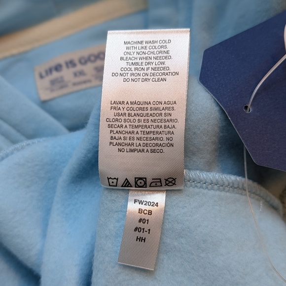 Life Is Good Fleece Hoodie Pullover Sunflower Kangaroo Pocket Light Blue XXL NWT - Picture 11 of 15